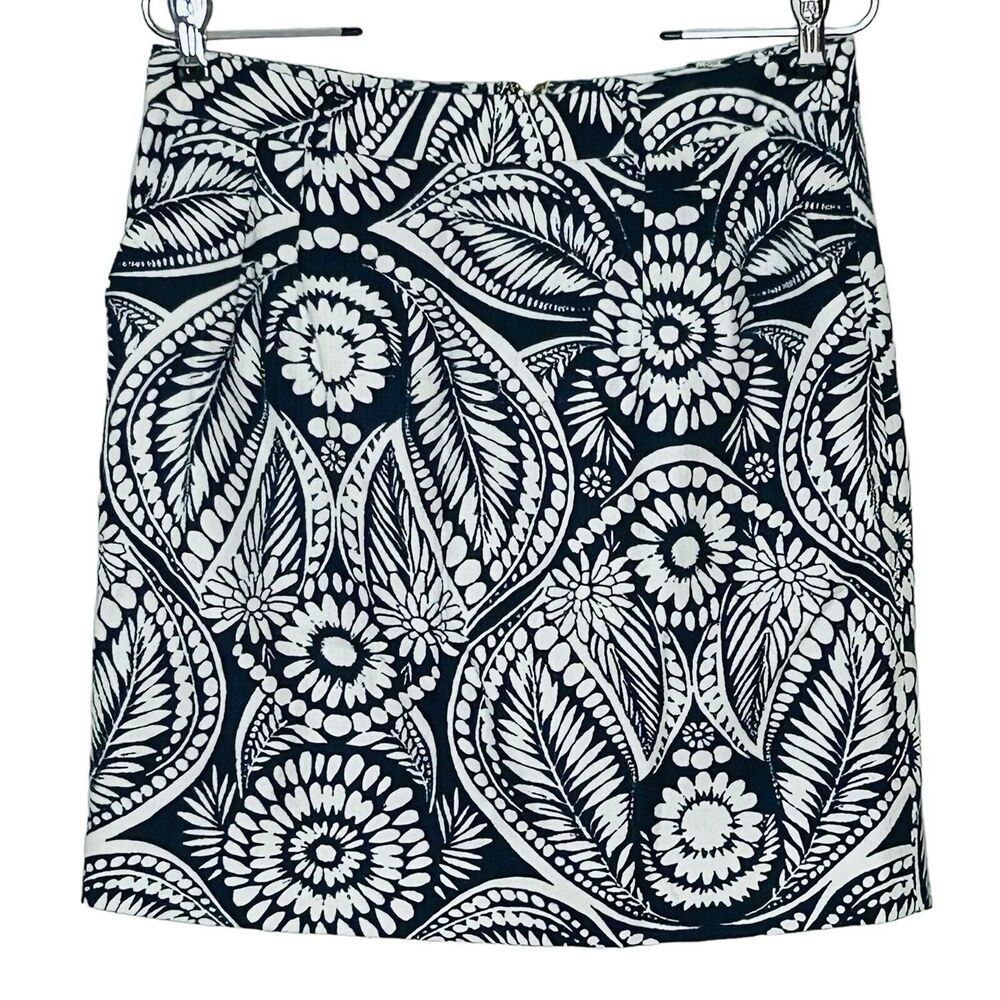 Kate Spade Floral Skirt Size 6 Classic Blue White Straight Pencil Pockets